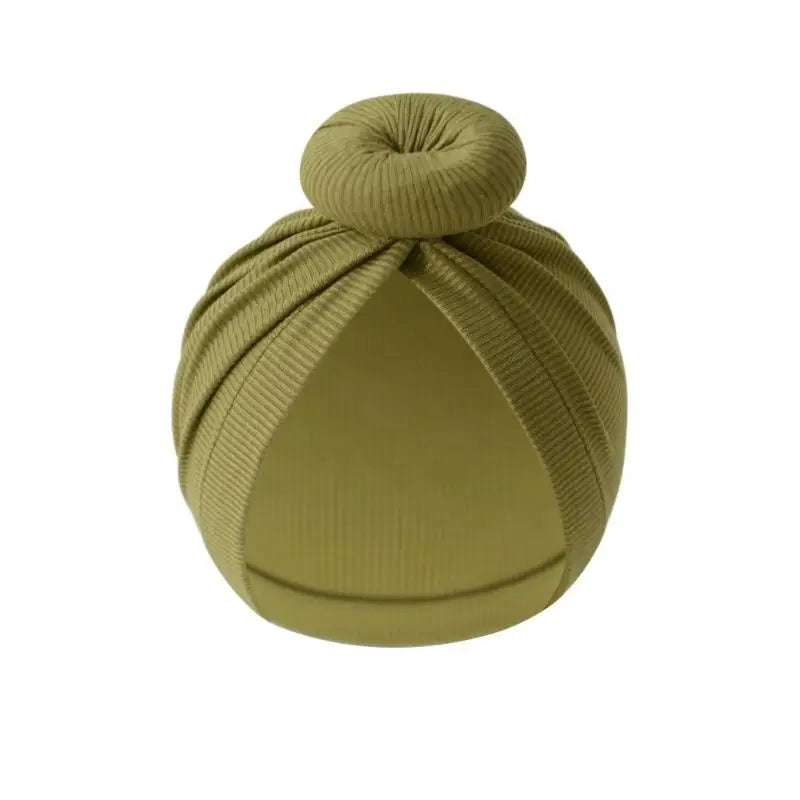 Baby Turban Hat – Soft Cotton Elastic Bun Knot Cap (0–6 Months)