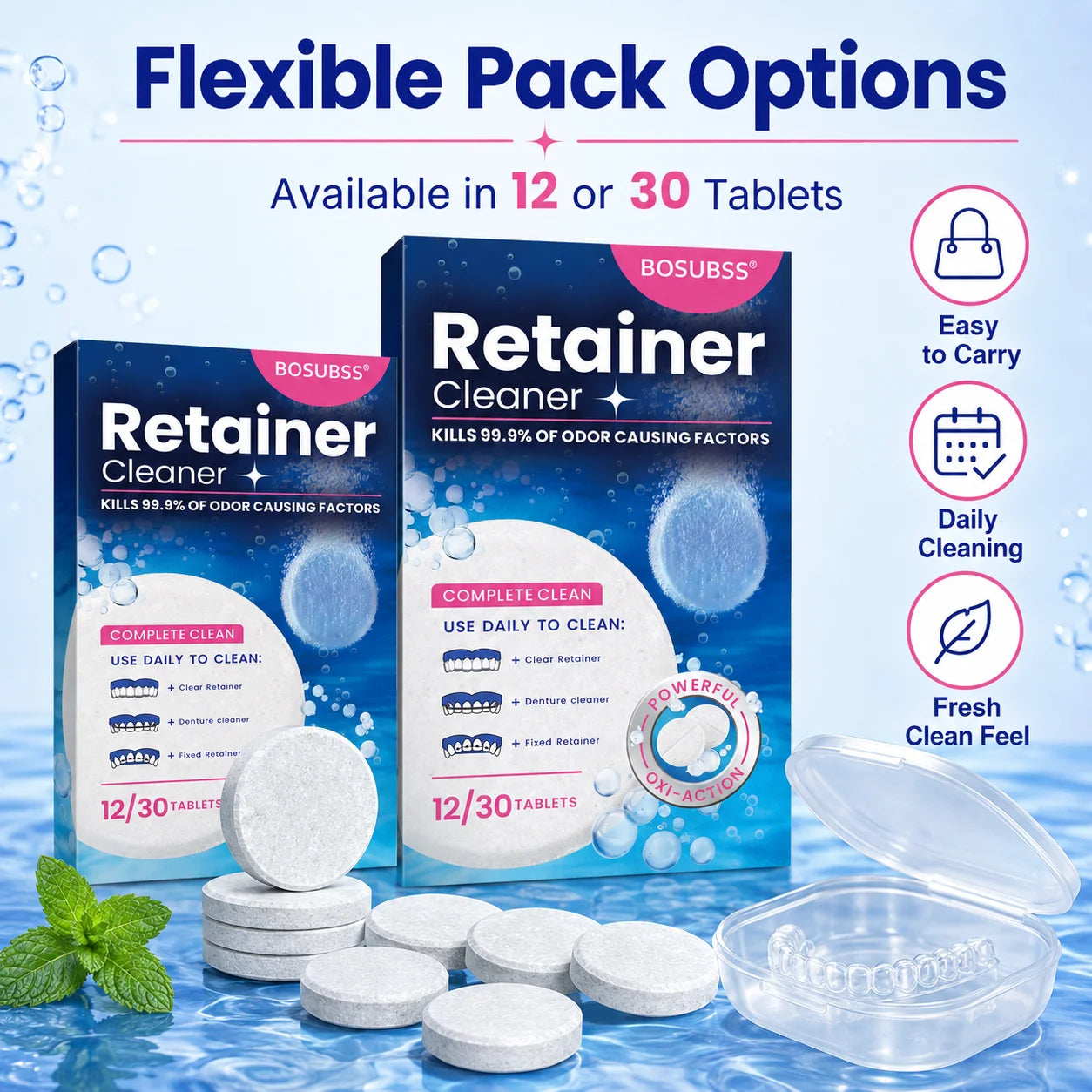 Denture Cleaning Tablets for Retainers, Mouth Guards & Braces