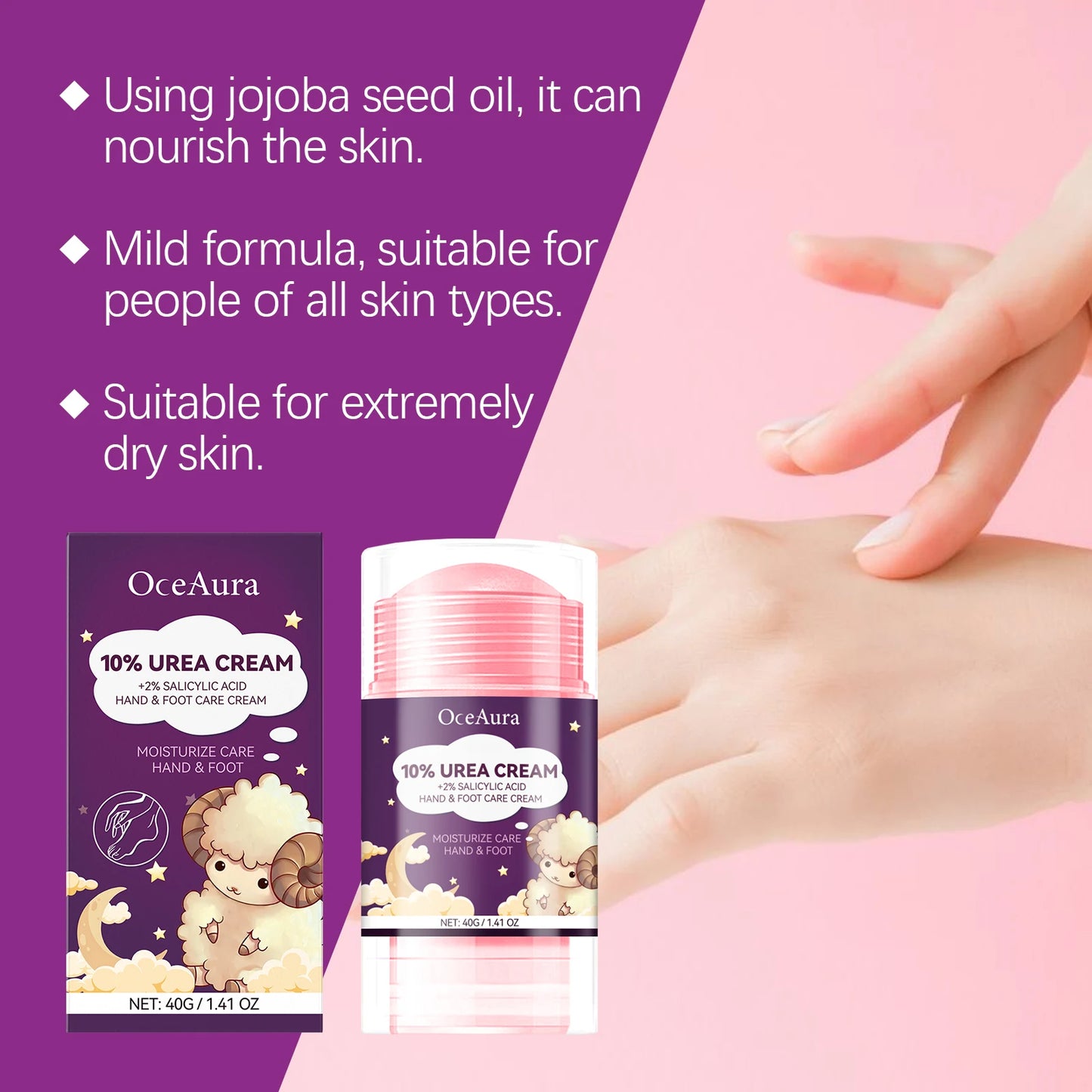 OceAura 10% Urea Foot & Hand Balm Stick | Deep Moisture 40g