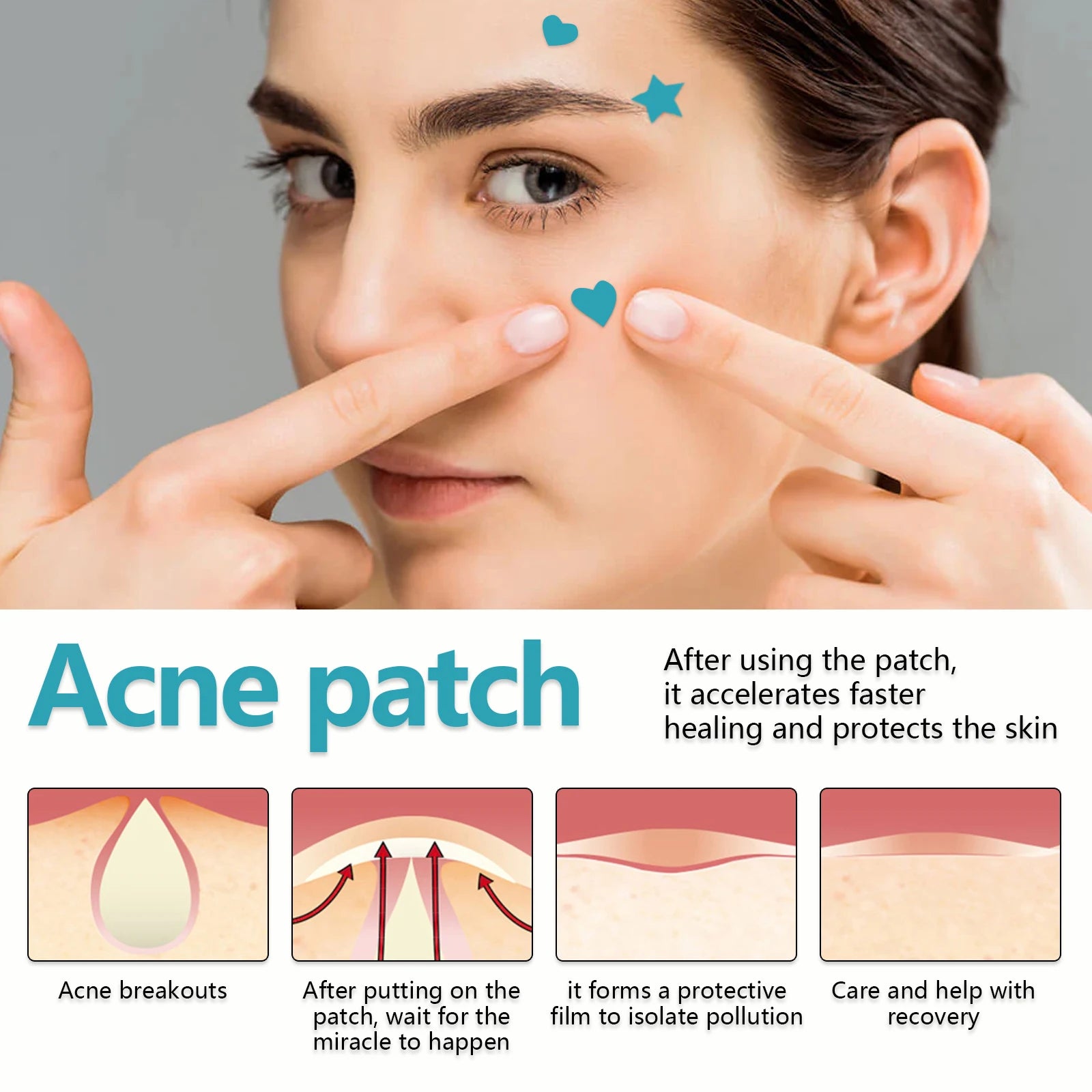216pcs Hydrocolloid Acne Patch Repair Acne Cleansing Invisible Breathable Waterproof Acne Cleansing Concealer Fade Clean Peaceful Pleasures Health and Wellness