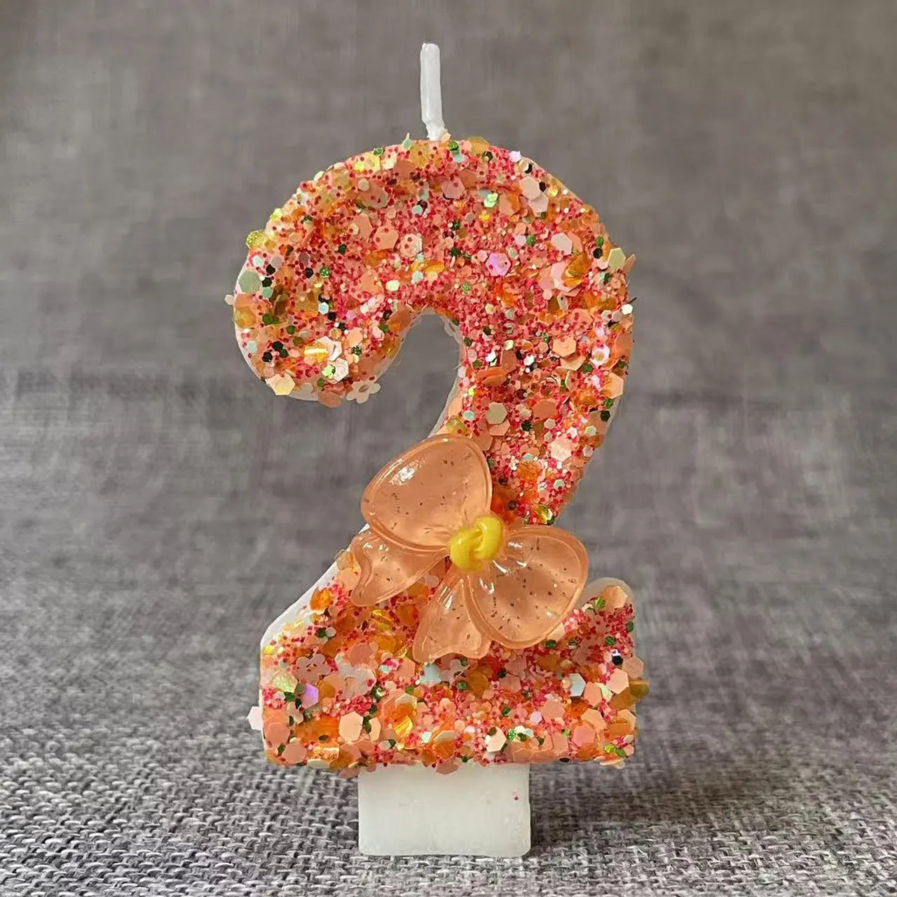 Birthday Candle Bow Orange Creative Ceremony Surprise Digital Decoration Candle Flower Style Peaceful Pleasures Health and Wellness C
