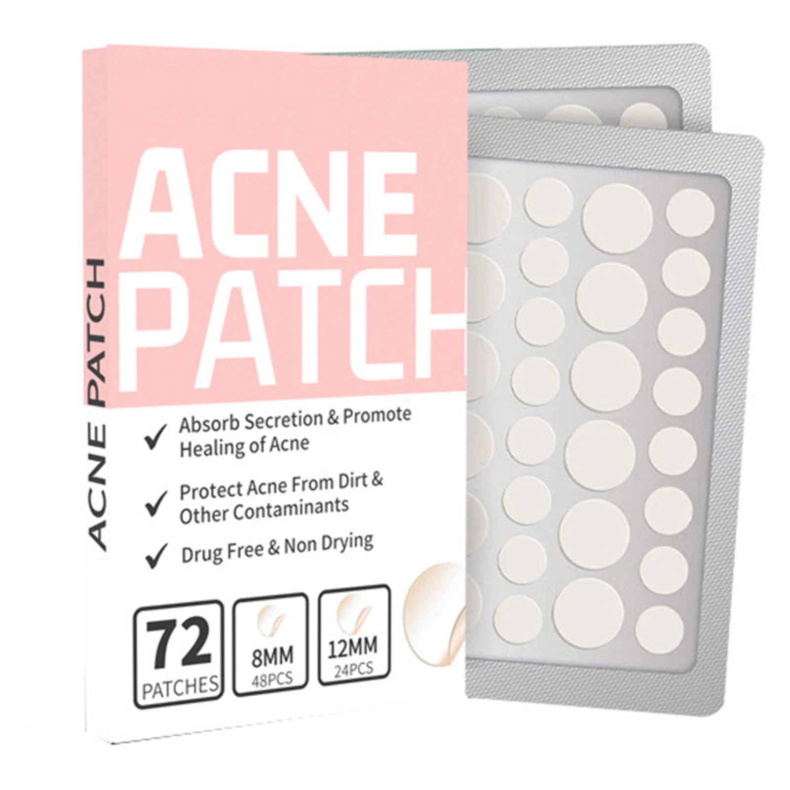 2025 New Hot Sale 72Pcs Invisible Removal Pimple Anti-Acne Hydrocolloid Patches Spots Marks Concealer Waterproof Repair Sticker Peaceful Pleasures Health and Wellness Default