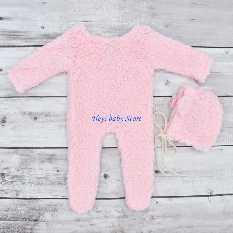 Baby Bear Photography Costume – Plush Romper & Bear Ear Hat