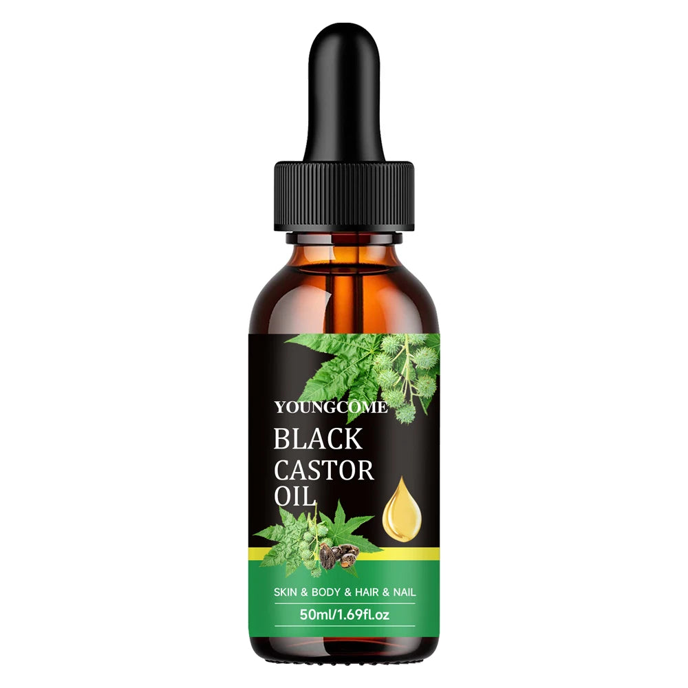 Black Castor Oil Healthy Castor Oil Improves Hair Line Toughness Nourishes The Body Skin Hair Massage Moisturizing 30/60ml Peaceful Pleasures Health and Wellness 50ML OIL