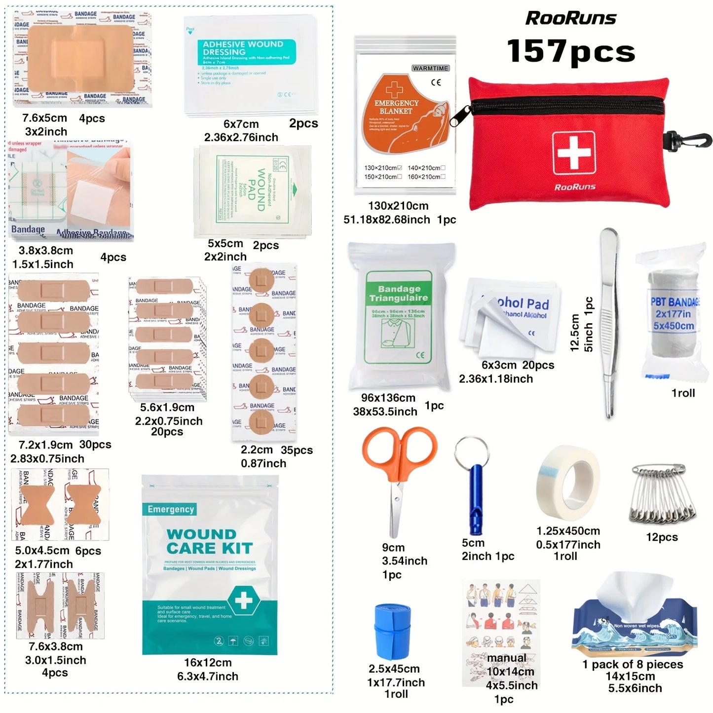 1set First-aid kit Convenient Waterproof Emergency Kit Storage Bag Outdoor Homeschool Supplie Survival kit For Camping Equipment Peaceful Pleasures Health and Wellness 1 Set