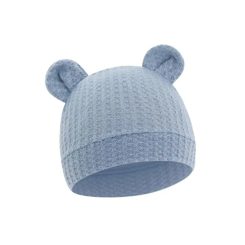 Bear Ear Newborn Baby Hat | Waffle Knit Stretchy Cap 0–24 Months