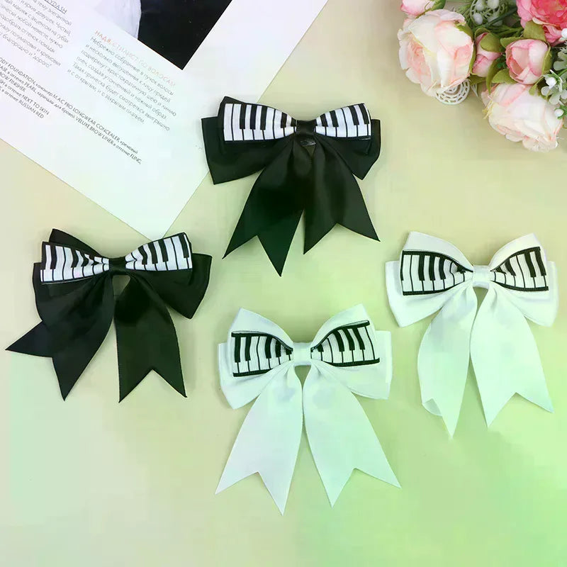 Piano Key Bow Hair Clip – Musical Non-Slip Grip for Women