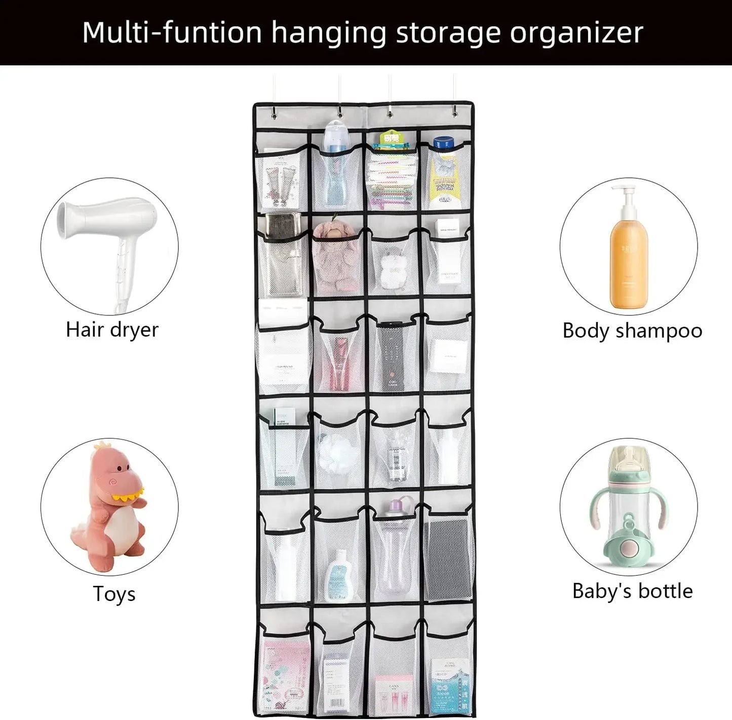 24-Pocket Hanging Shoe Organizer, Breathable Mesh Storage Bag for Men Women Kids Shoes, Space-Saving Door Rack Peaceful Pleasures Health and Wellness
