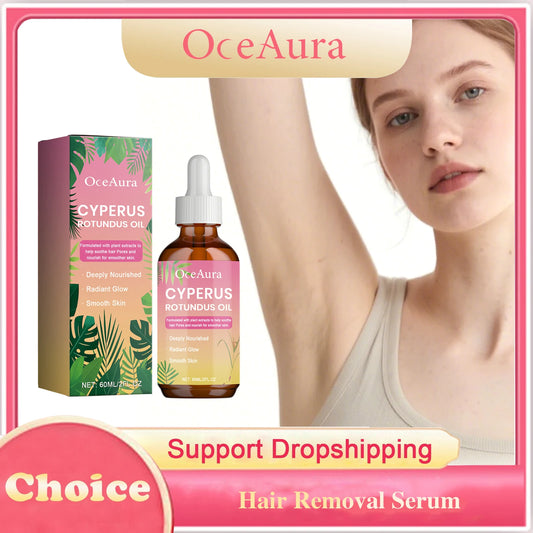 Oceaura Natural Cyperus Rotundus Oil Hair Removal Serum Armpit Legs Arms Body Hair Inhibitor Smooth Hydrating Hair Removal Oil Peaceful Pleasures Health and Wellness