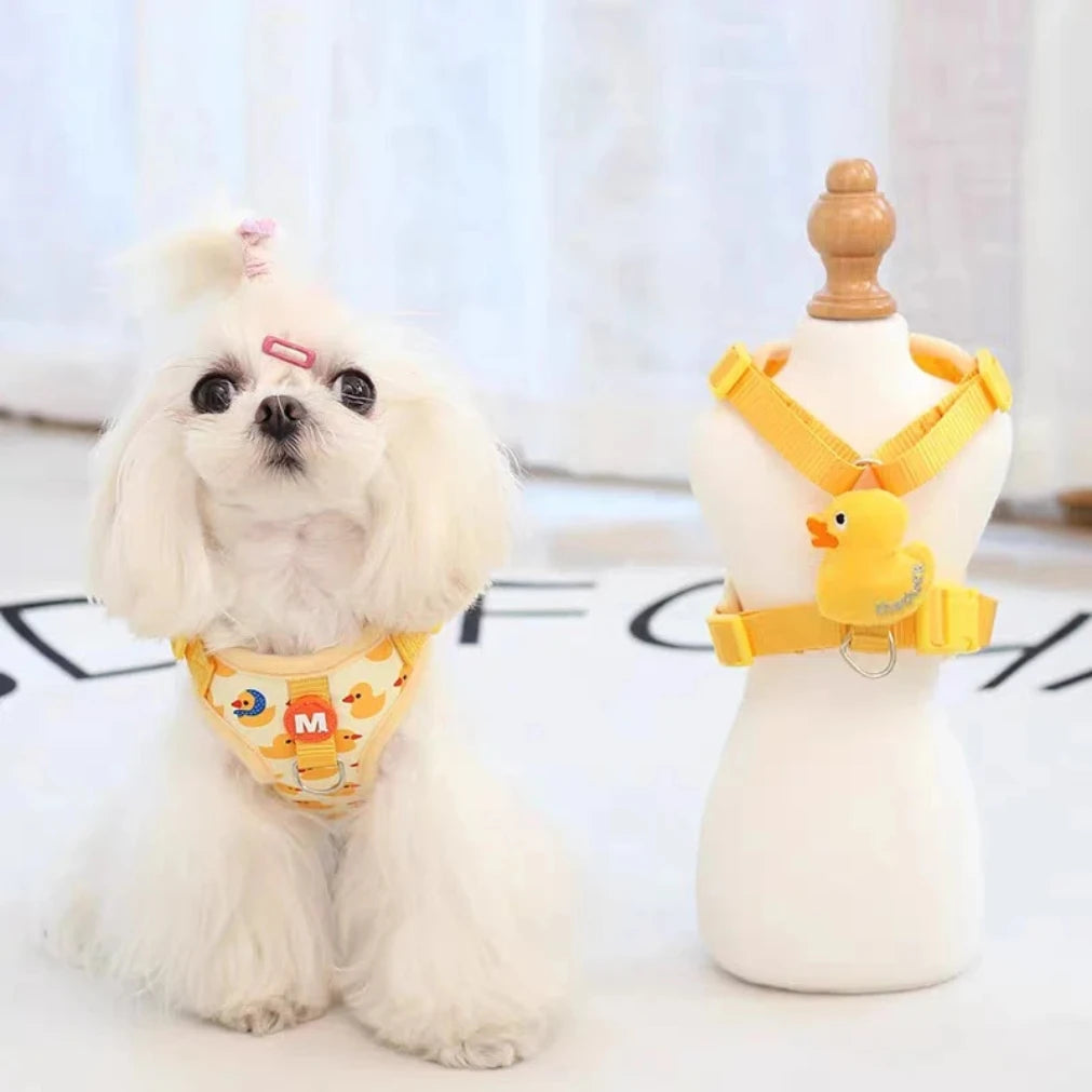 Cartoon Duck Dog Harness & Leash Set | Adjustable Pet Vest