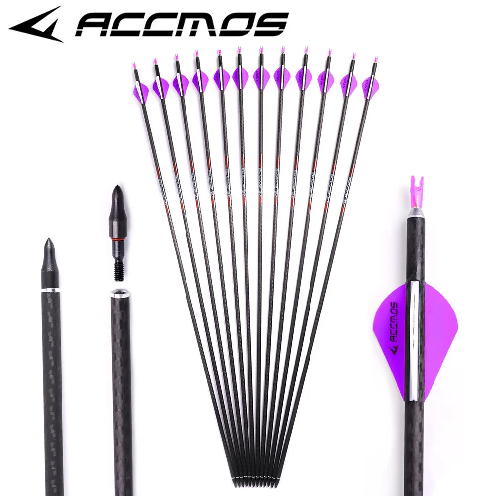 ID6 2 3K Arrows Spine 250-500 Pure Carbon Rubber Feather Finished