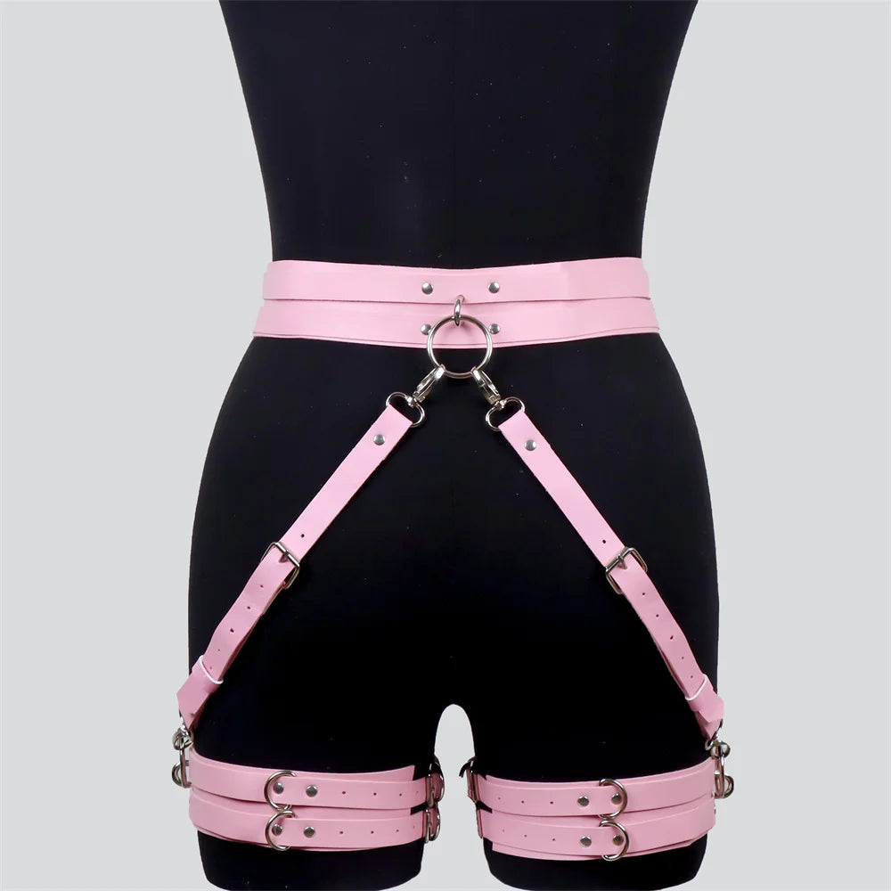 Sexy Garter Leather Harness Women Gothic Lingerie BDSM Bondage Belt