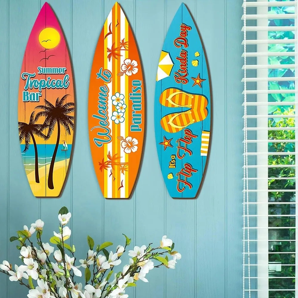 Handcrafted Wooden Surfboard Wall Hanging | Coastal Beach Decor