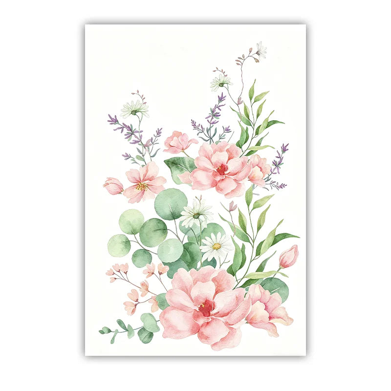 Custom Name Nursery Wall Art,pink Aesthetic wildflowers Canvas Painting, Nordic Poster Print for Baby, Toddler Kids Room Decor Peaceful Pleasures Health and Wellness