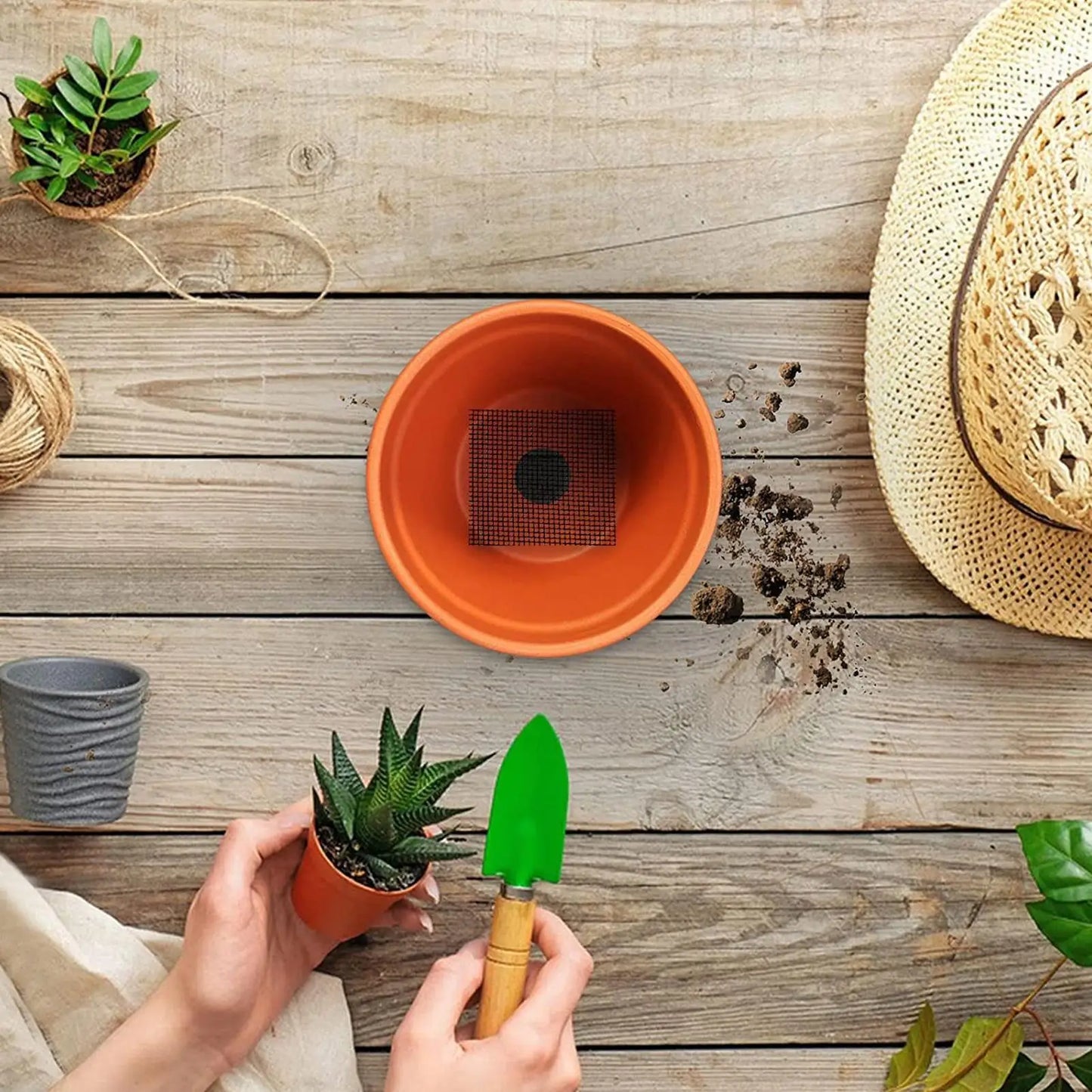 Flower Pot Drainage Mesh Pads 5-Pack | Cuttable Fiberglass Mat
