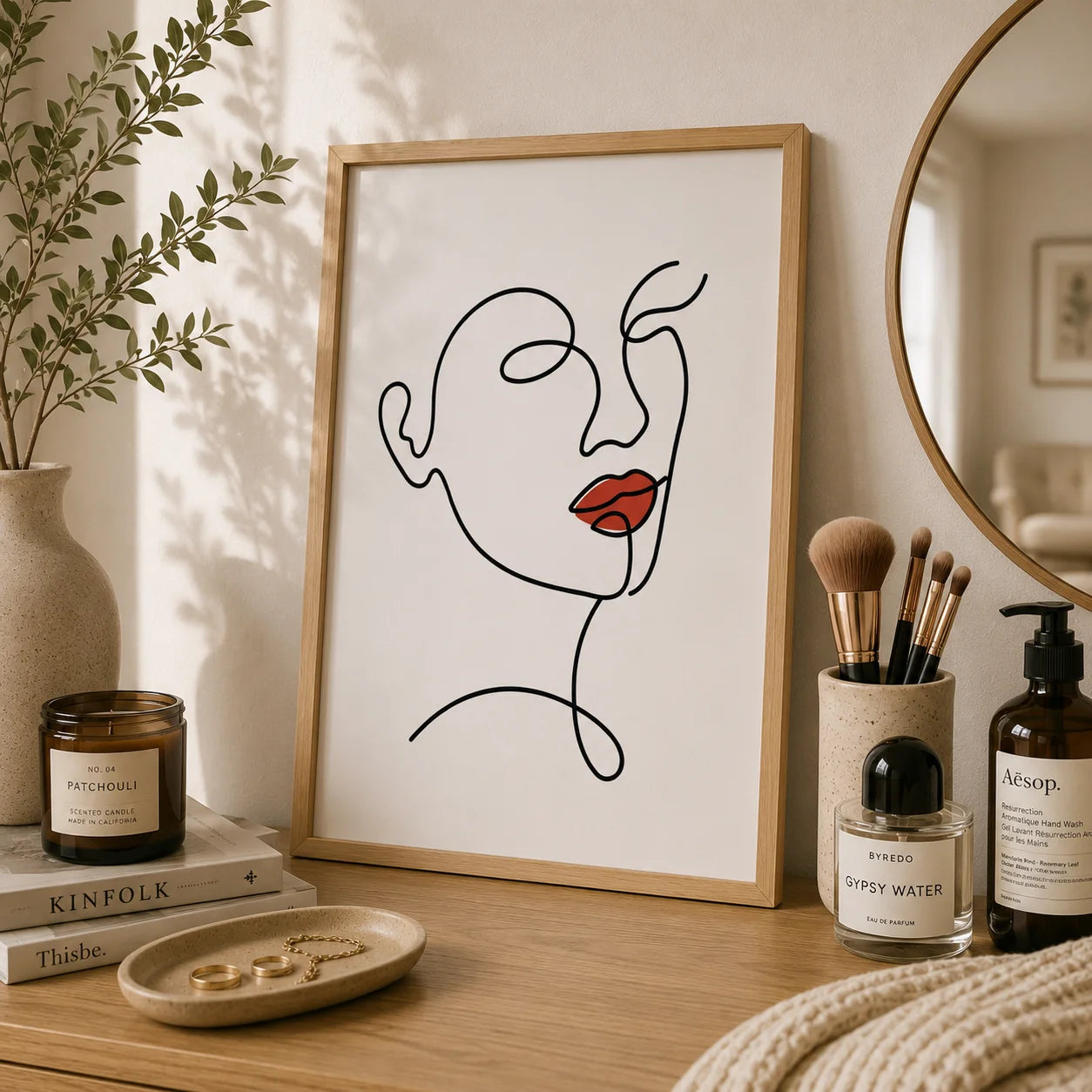 Abstract Wall Ar Fashion Woman Geometric Line Canvas Painting Modern Minimalist Poster Print for Living Room Bedroom Wall Decor Peaceful Pleasures Health and Wellness