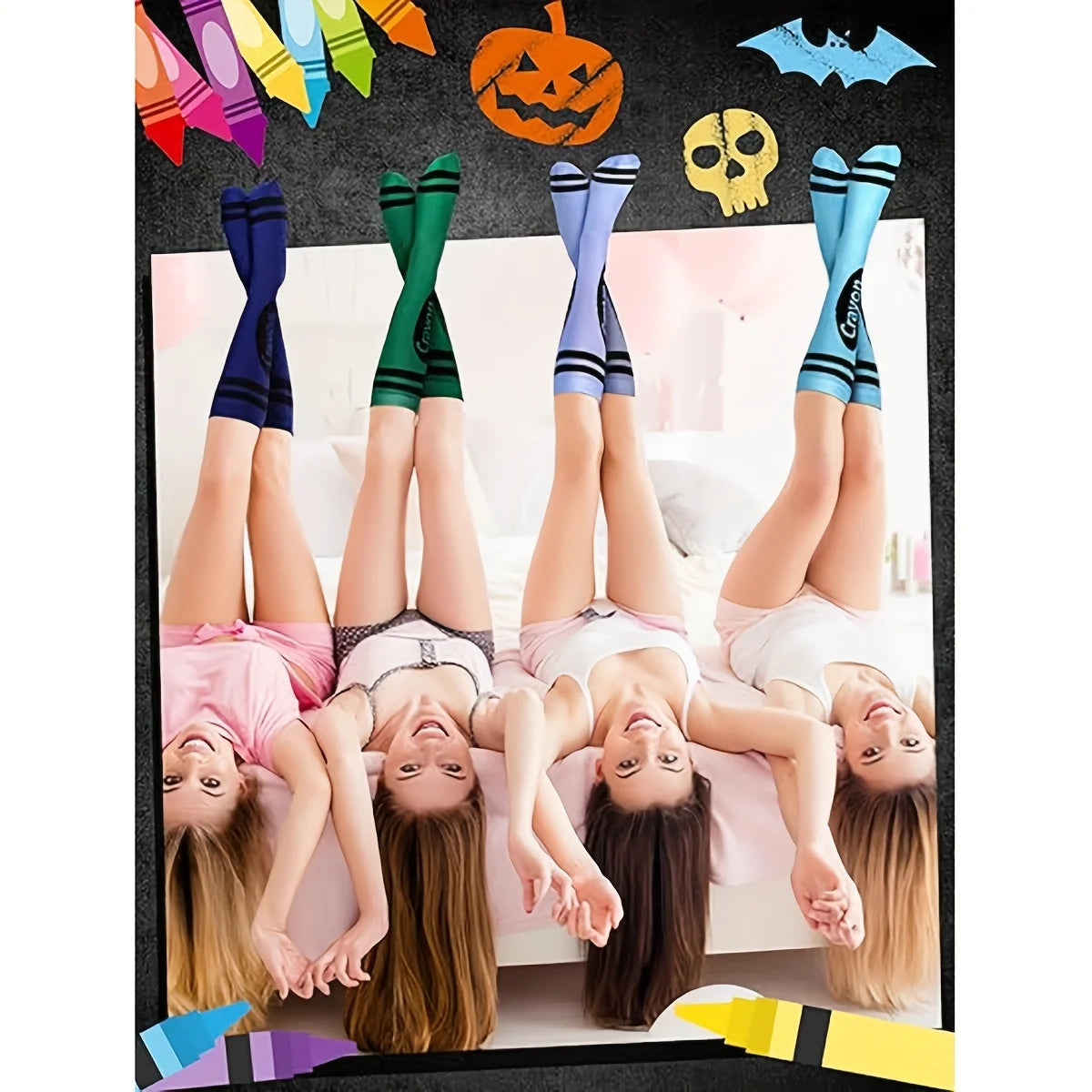 Colorful Striped Over-The-Knee Cotton Sports Socks | 1 Pair Knee-High Sports Socks Peaceful Pleasures Health and Wellness