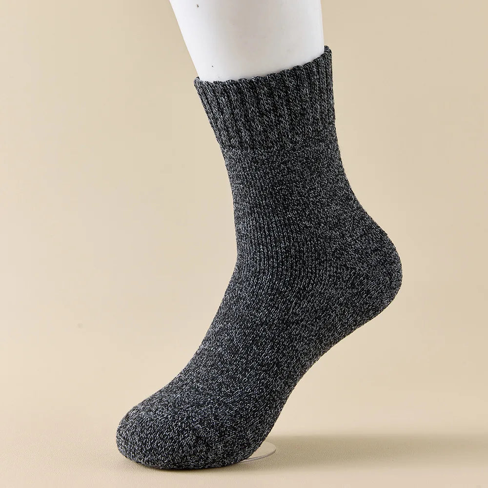 3/5Pair Men's Winter Merino Wool Socks High Quality Thick Warm Harajuku Retro Snow Casual Antifreeze Cashmere for Men Peaceful Pleasures Health and Wellness 3 Pairs Black One Size