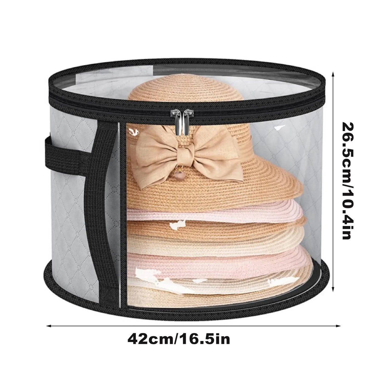 Large Round Foldable Hat Box for Travel & Closet Storage