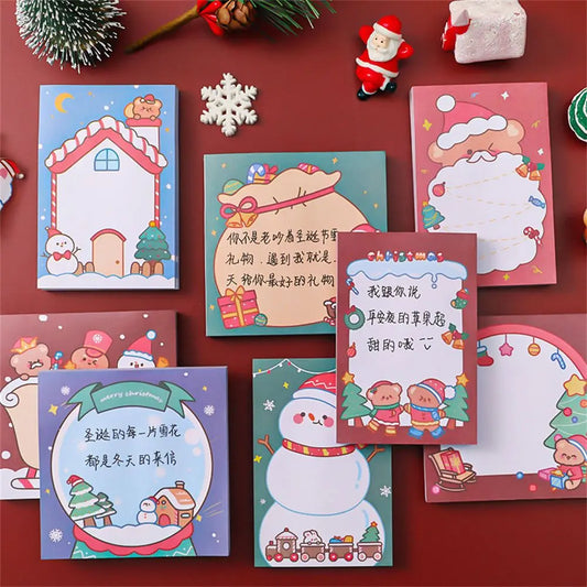 Christmas Santa Sticky Notes – 50-Sheet Holiday Memo Pad Holiday Sticky Notes Peaceful Pleasures Health and Wellness
