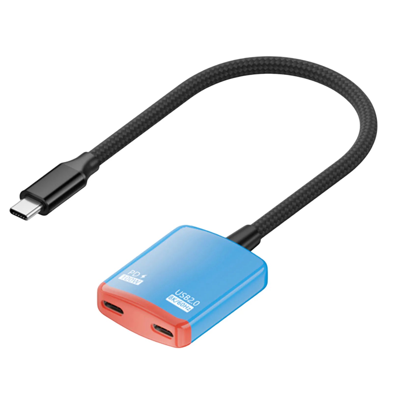 2-in-1 Type-C To AR Glasses Charging Adapter with 100W PD Fast Chargings Type-C Converter High Definition Stable Connection Peaceful Pleasures Health and Wellness Red Blue 100V-240V EU Plug
