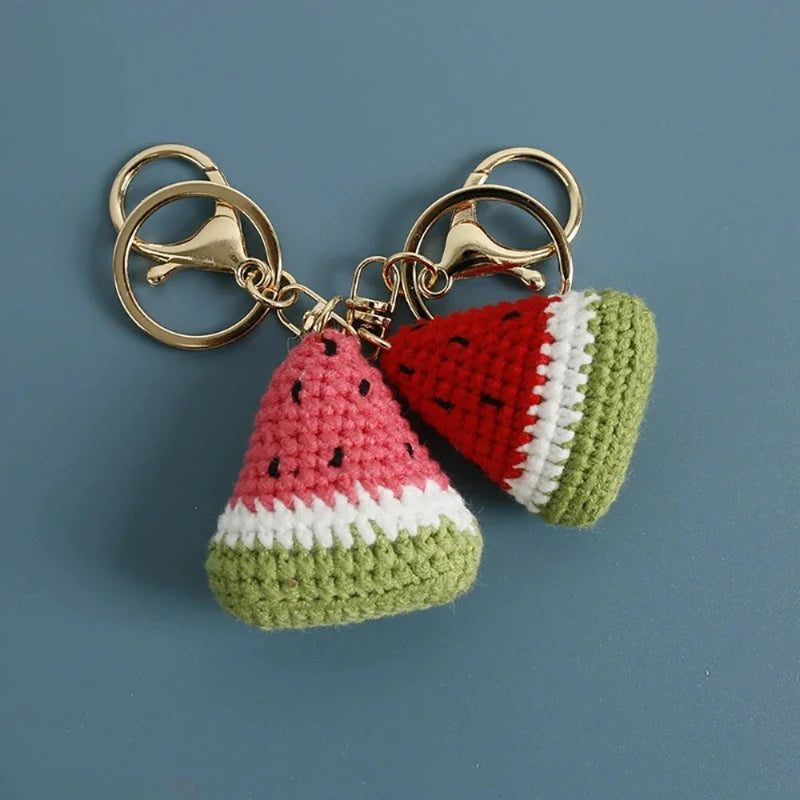 Handmade Crochet Watermelon Keychain | Cute Fruit Charm Pendant