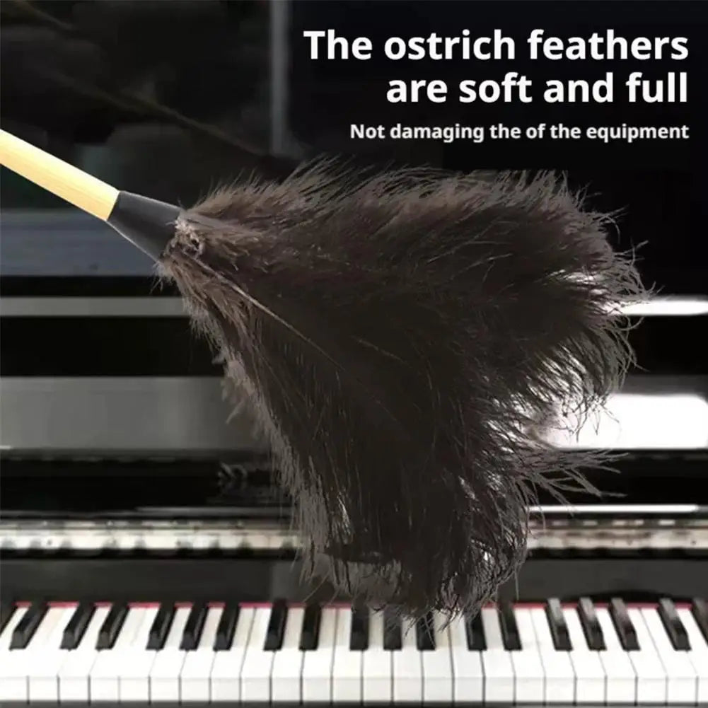 Premium Ostrich Feather Duster with Solid Wood Handle Anti-Static Dust Removal Tool for Home Furniture Cleaning Performance Prop Peaceful Pleasures Health and Wellness