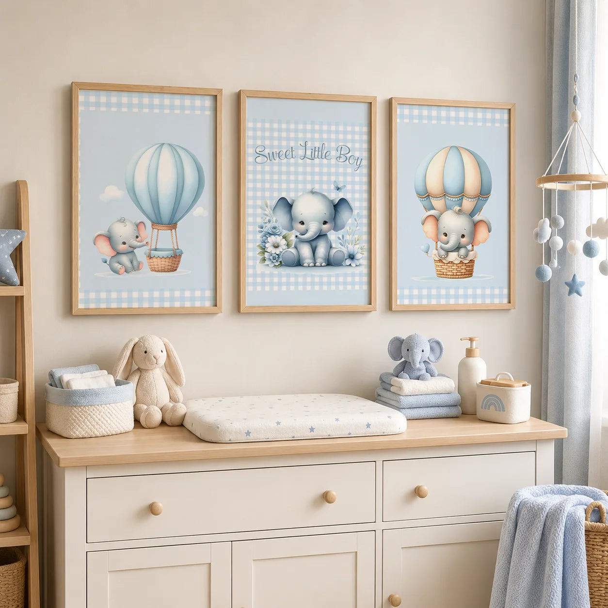 Elephant Hot Air Balloon Nursery Canvas Wall Art | Kids Decor Nursery Canvas Print Peaceful Pleasures Health and Wellness