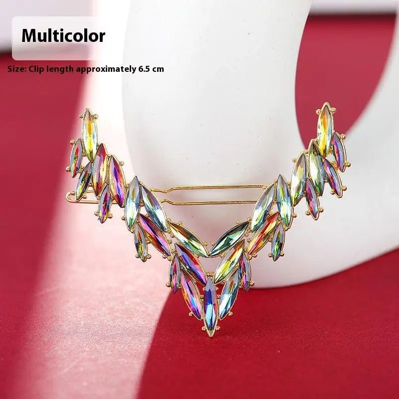 Korean V-Shape Crystal Hair Clip – Luxury Rhinestone Hairpin