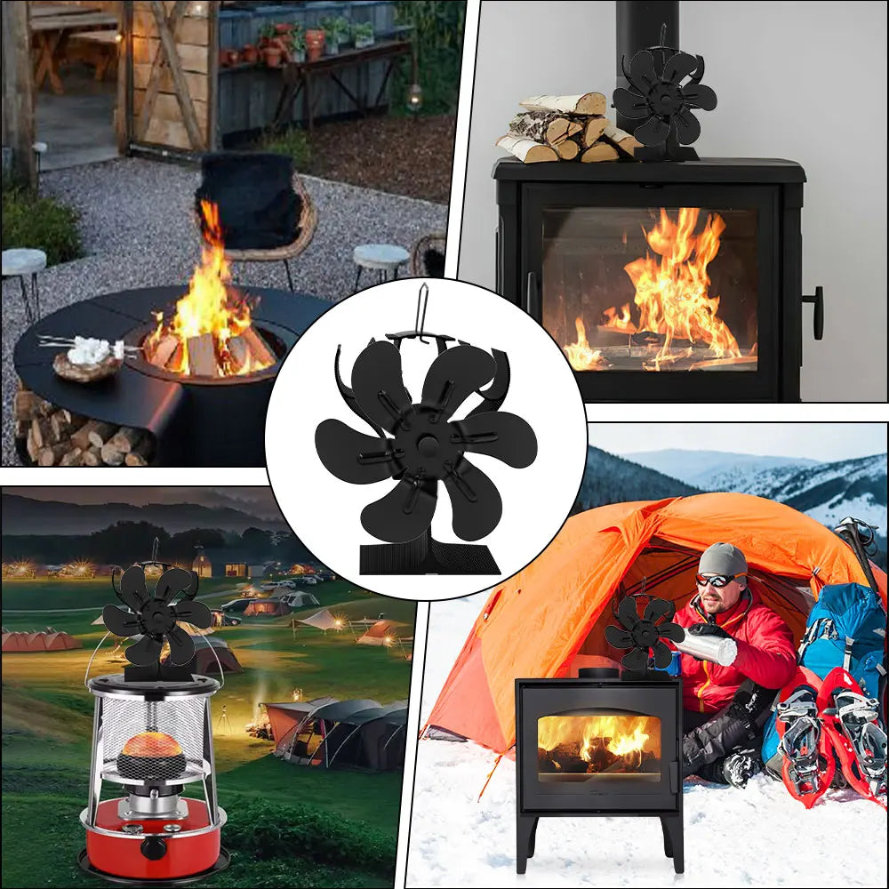 6-Blade Heat Powered Stove Fan for Wood Log Burner Fireplace Quiet Environmental Fan Heater Tool Efficient Heat Distribution Peaceful Pleasures Health and Wellness