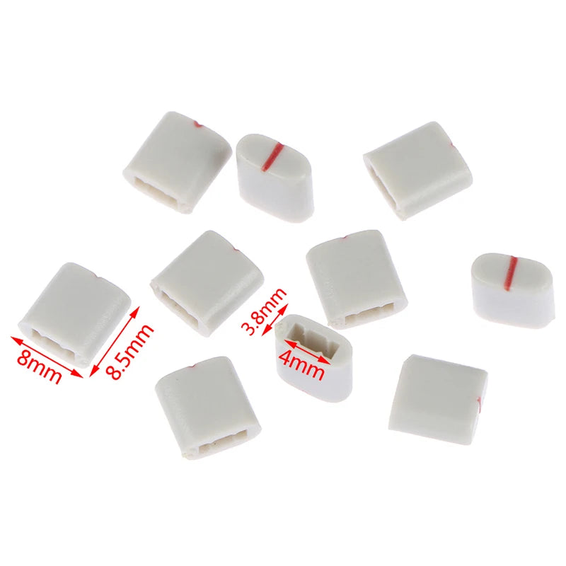 New 10pcs Equalizer Potentiometer Fader Cap / Hole 4MM Gray Red / Plastic Handle Straight Potentiometer Fader Knob Cap Peaceful Pleasures Health and Wellness