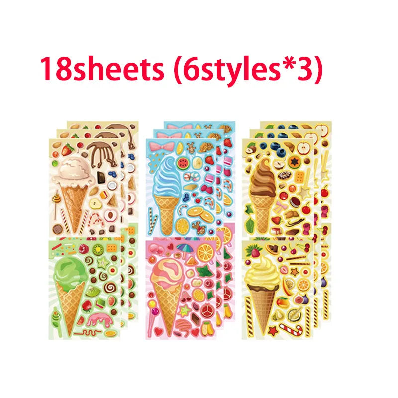 Cartoon Sweet Dessert Stickers Children DIY Toys Assembly Delicious