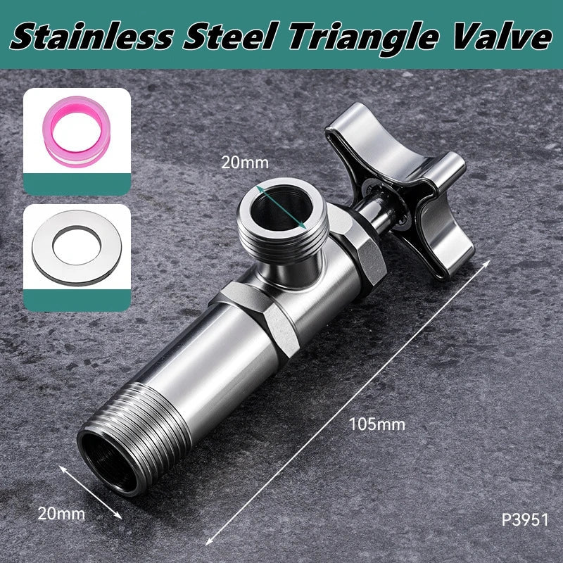 304 Stainless Steel 1/2" Triangle Angle Valve – Hot & Cold Water