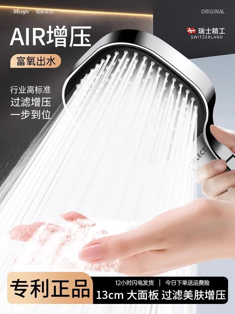13cm High Pressure Shower Head – 3 Modes & Built-In Filter