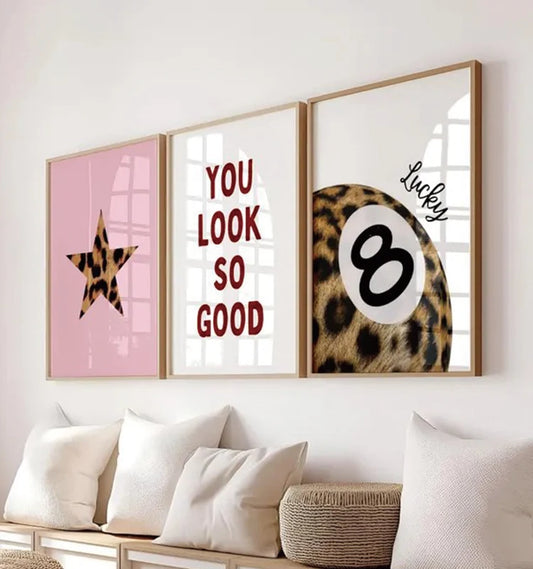 Leopard Print 8 Ball Y2K Canvas Wall Art | Bold Home Decor Canvas Wall Art Peaceful Pleasures Health and Wellness