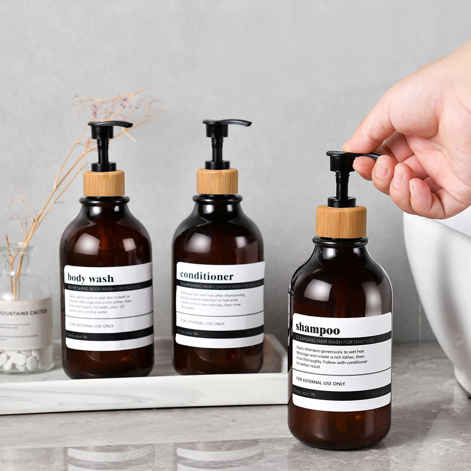 Shampoo and Conditioner Dispenser Reusable Shower Gel Bottle White Refillable Apothecary Dispenser Bottle for Bathroom&Kitchen Peaceful Pleasures Health and Wellness