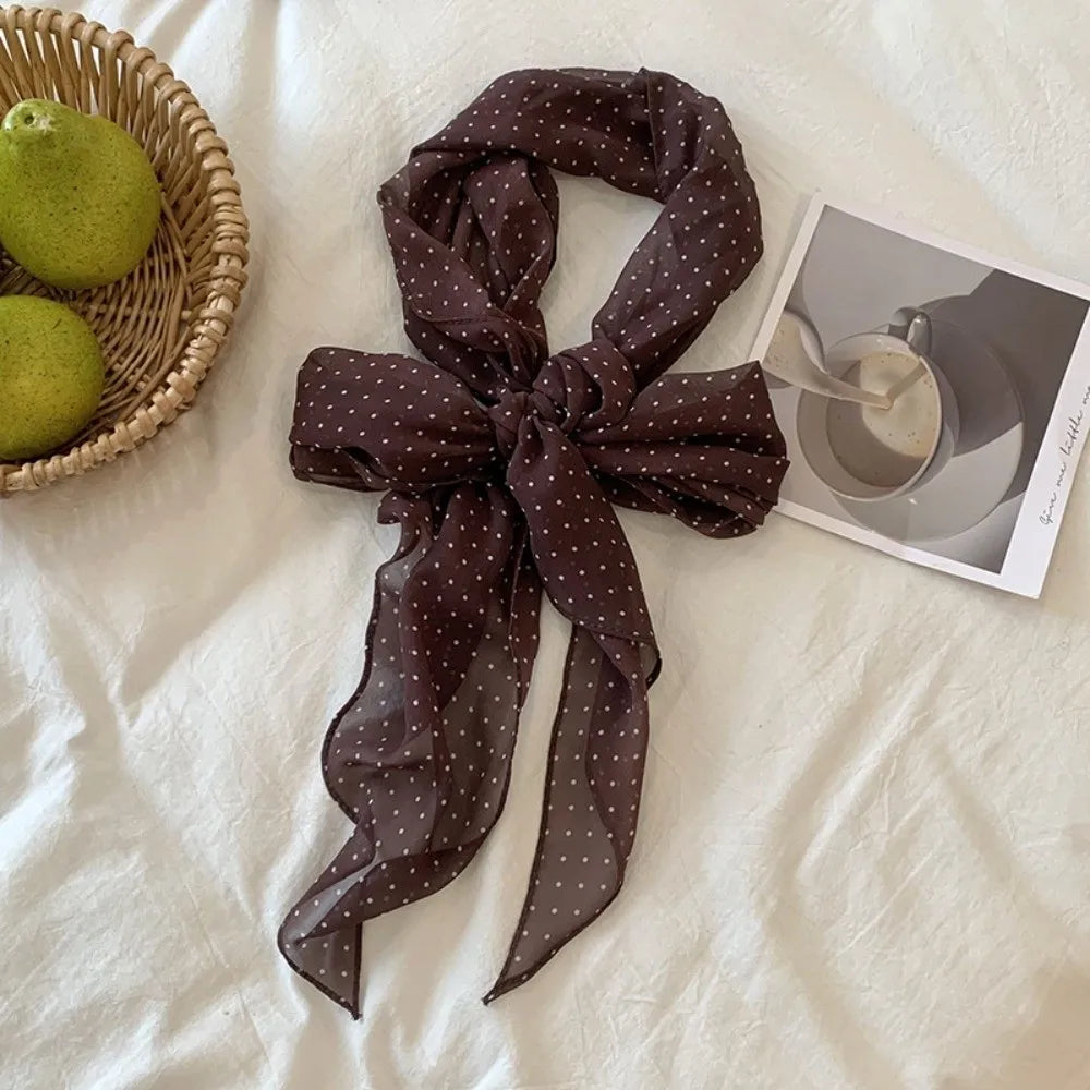 Women's Polka Dot Chiffon Scarf – Lightweight Long Headband