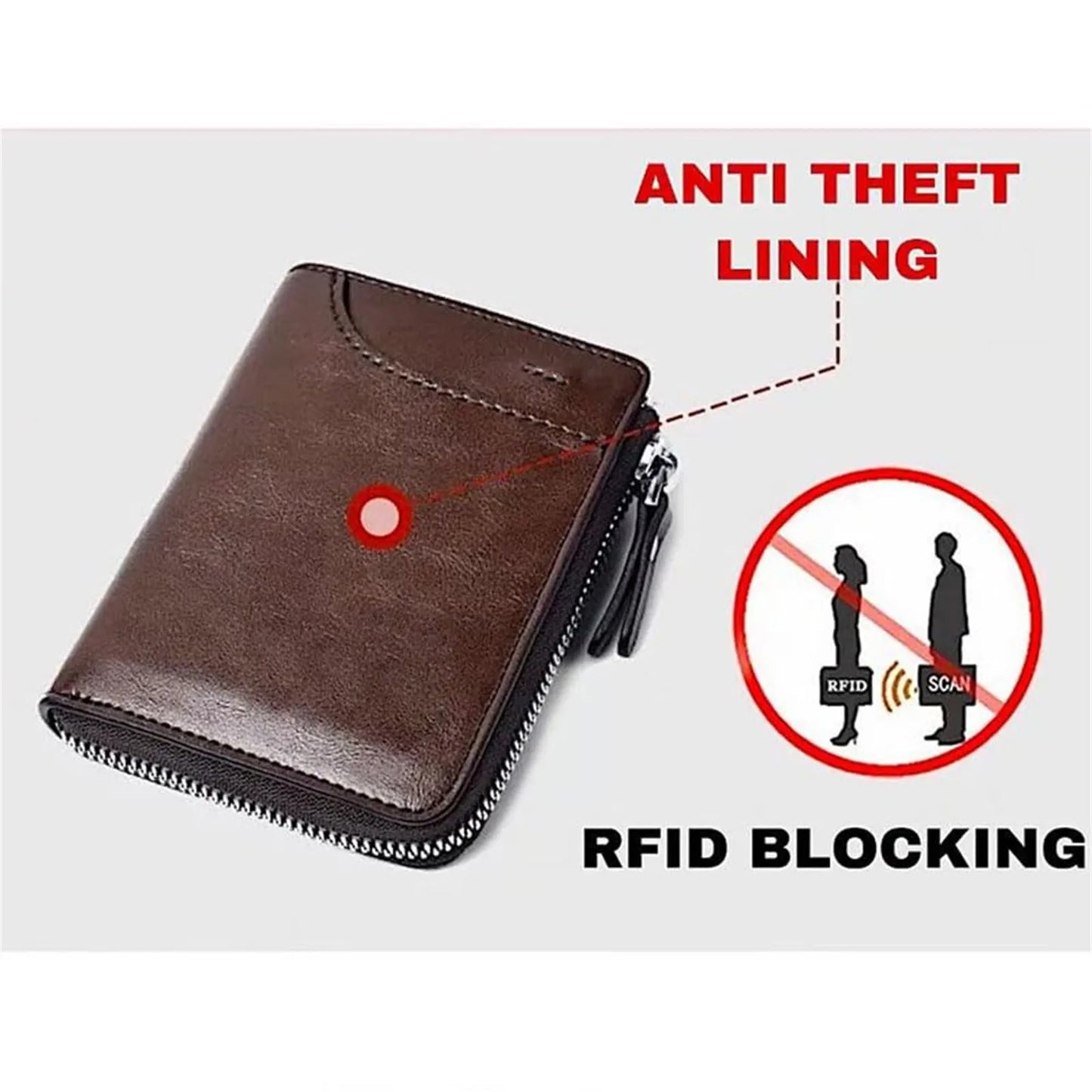 Men's RFID Bifold Wallet – Slim PU Leather Multi-Card Holder