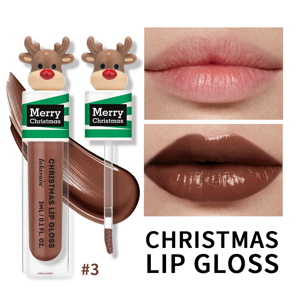 Christmas Lip Gloss Set – 5-Piece Moisturizing Jelly Tint Lip Gloss Set Peaceful Pleasures Health and Wellness brown lip glaze 3