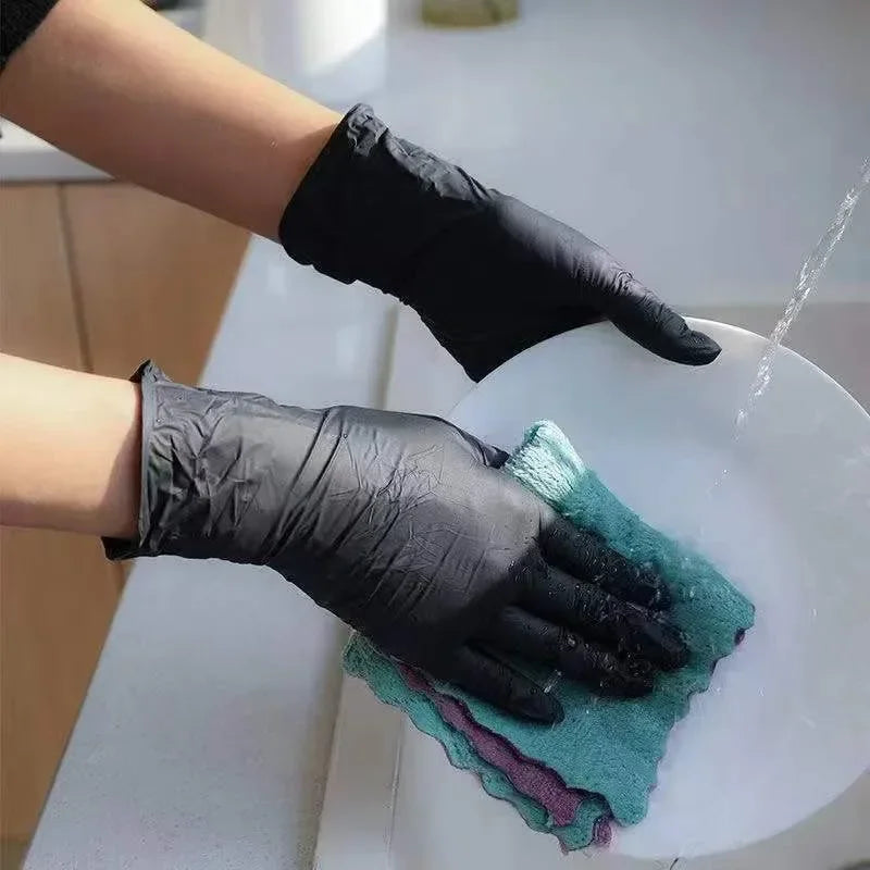 Black Disposable Nitrile Gloves – Latex Free & Oil-Proof (100pk)