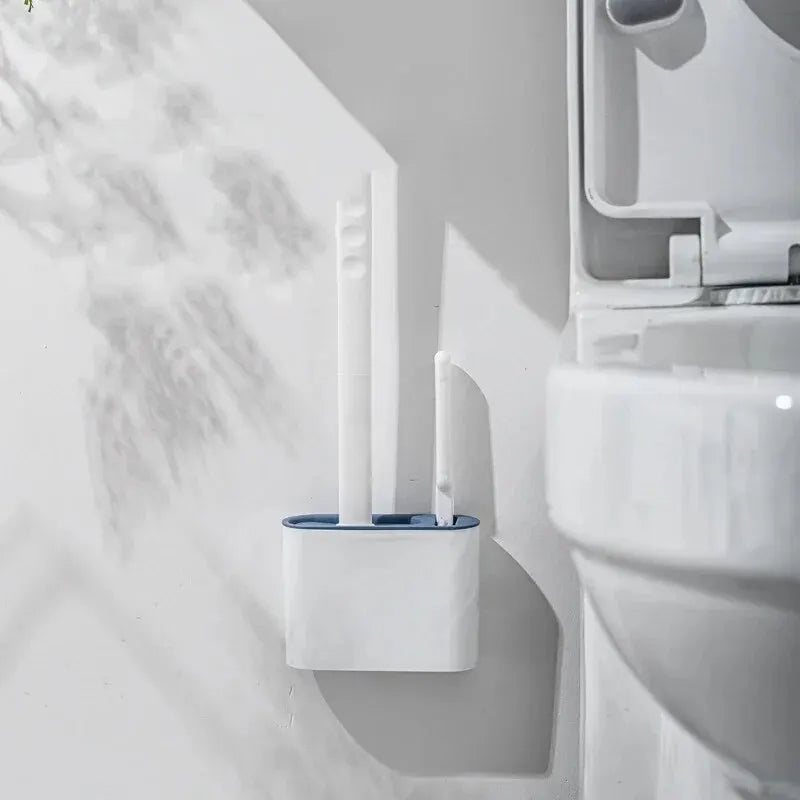Silicone Toilet Brush & Wall-Mount Holder | Quick Drying