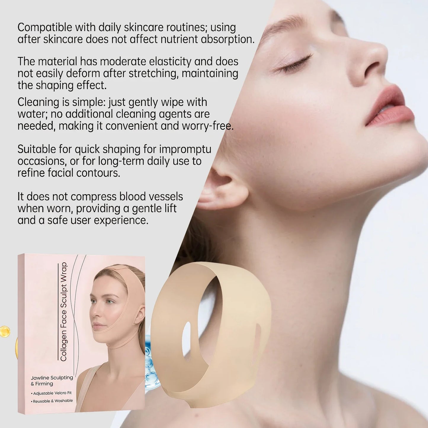 V-Line Jaw Lifting Face Strap – Breathable Contour Wrap