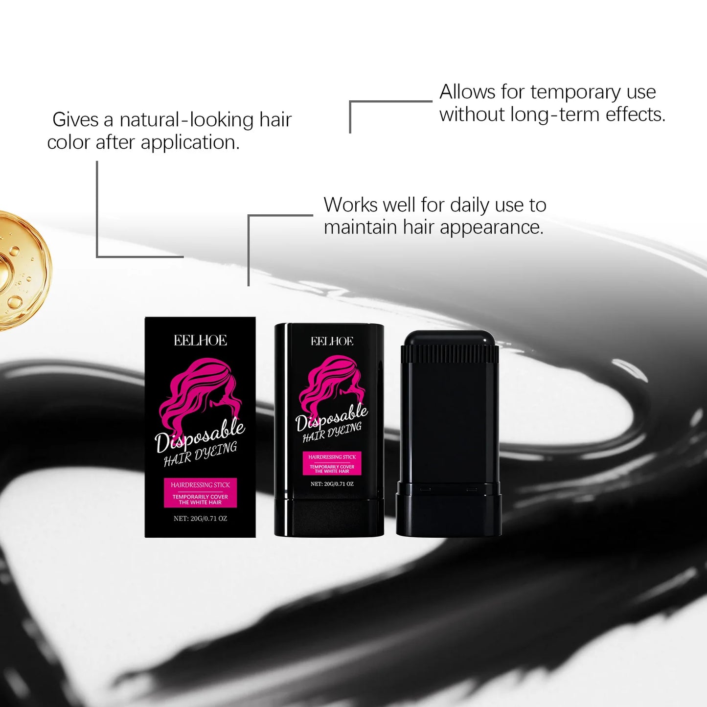 Jaysuing Black Hair Color Wax – Instant Gray Coverage, Travel Size