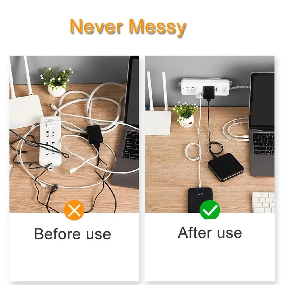 Transparent Self-Adhesive Cable Organizer Clips – 5 to 60pcs