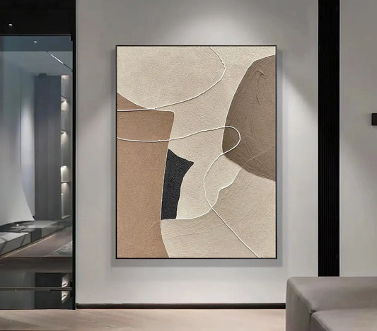 Handmade Textured Wall Art, Beige, Brown, Abstract Oil Painting on Canvas, Neutral, Large Wall Decor, Home Decoration Peaceful Pleasures Health and Wellness