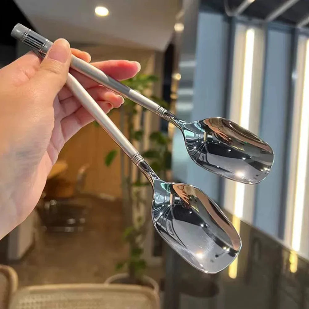 304 Stainless Steel Korean Soup Spoons,Squared Head Dinner Spoon,Flat Bottom Soup Spoons For Home,Korean BBQ Restaurant Supplies Peaceful Pleasures Health and Wellness