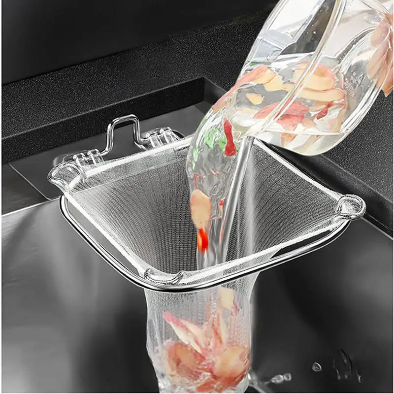 Kitchen Sink Filter Screen Drain Rack Stainless Steel Hanging Mesh Vegetable Washing Special Leftover Soup Water Filter Screen Peaceful Pleasures Health and Wellness silvery