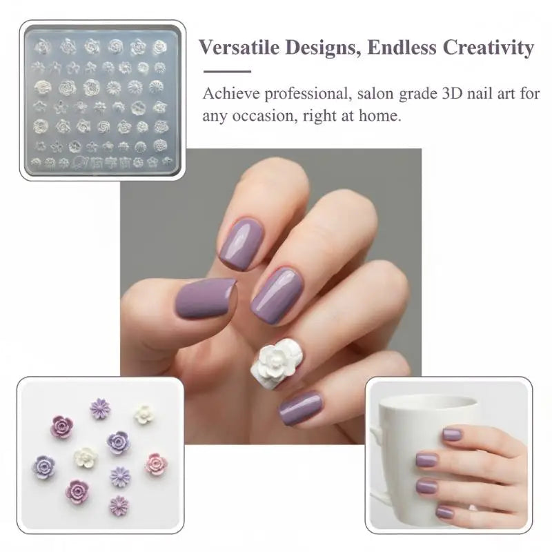 3D Rose Silicone Nail Mold – DIY Gel Acrylic Nail Art Tool
