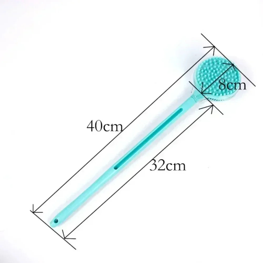 Silicone Long Handle Bath Brush – Double-Sided Body Scrub Body Scrub Brush Peaceful Pleasures Health and Wellness