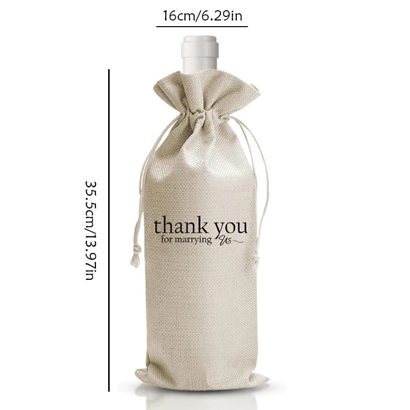 Thank You for Marrying Us Drawstring Wine Bag | Wedding Gift Wine Gift Bag Peaceful Pleasures Health and Wellness